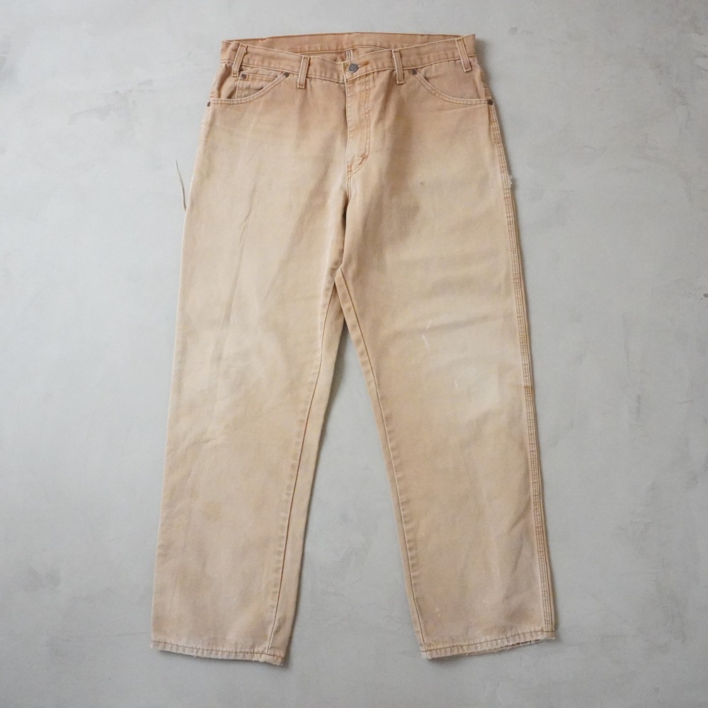 Vintage Dickies Carpenter Pants 36x32 Mens Tan Duck Canvas Workwear Distressed